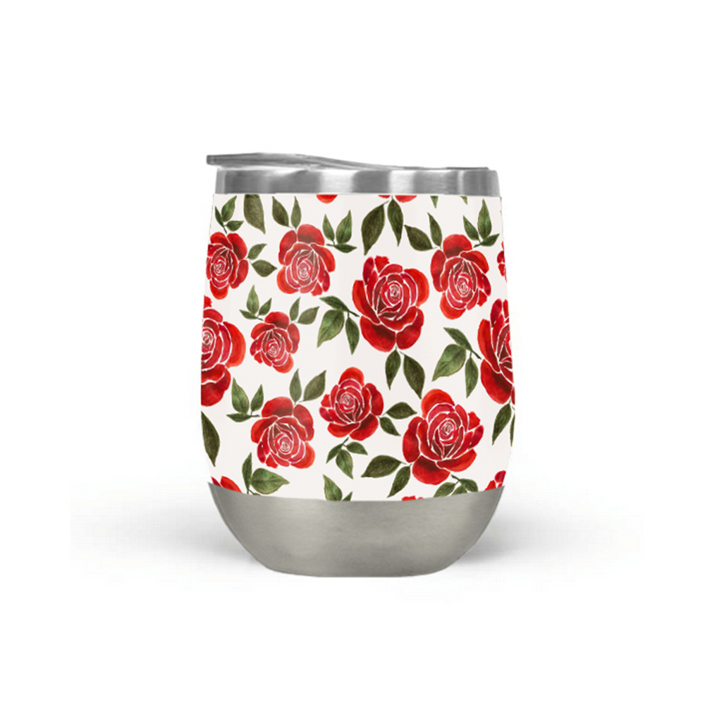 Rose Watercolor Wine Tumbler