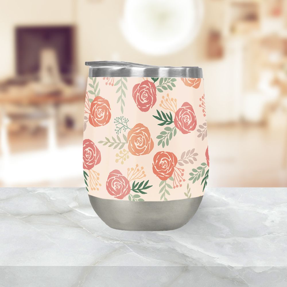 Warm Floral Wine Tumbler