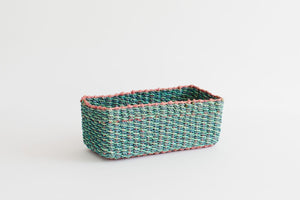 Abaca Storage Tray | Aqua + Pink